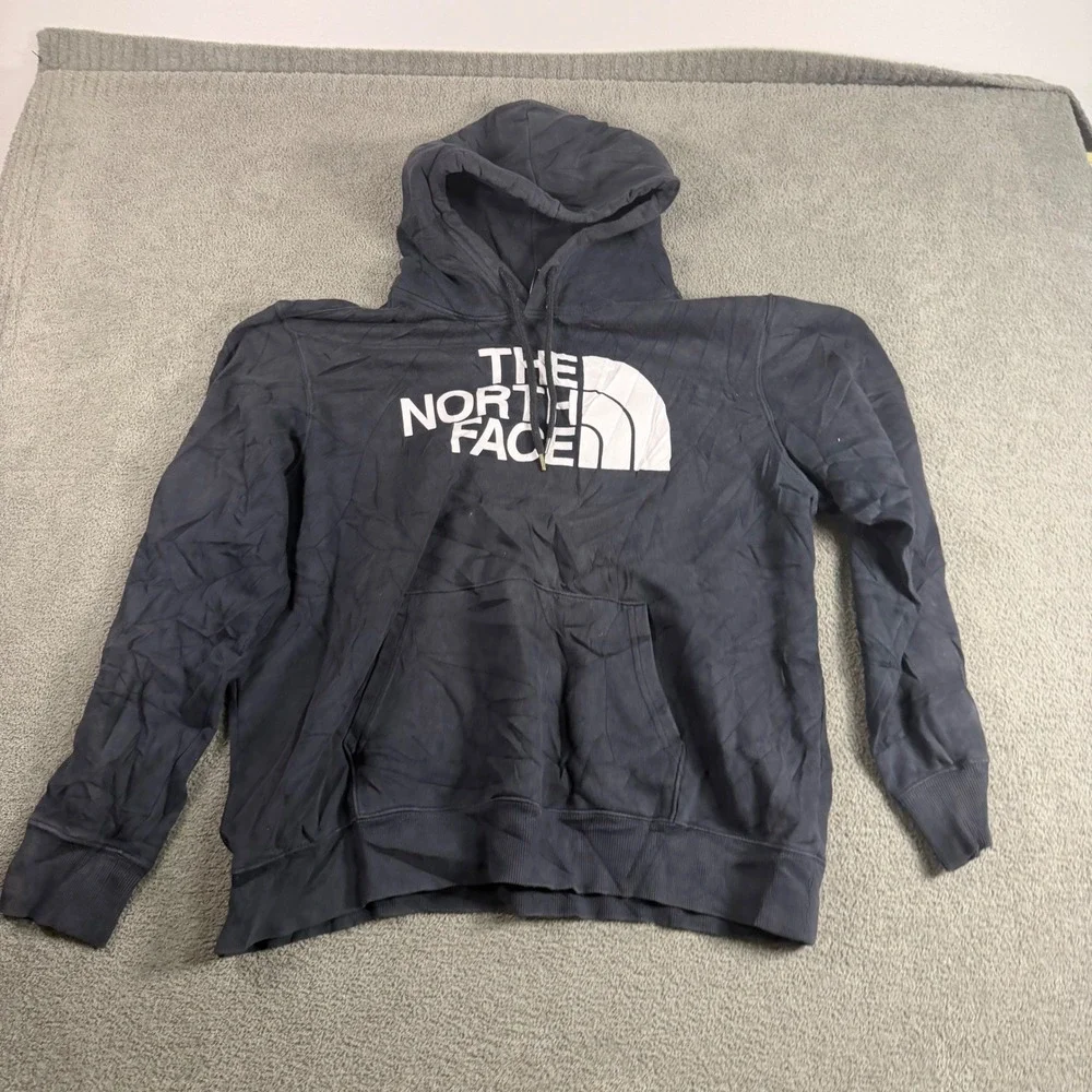 The North Face Mens XL Navy Blue Graphic Logo Pullover Hoodie Sweatshirt
